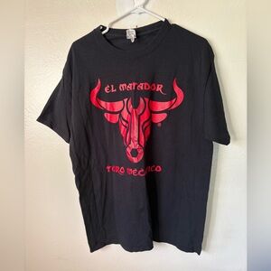 Black Tee with Bold Red 'El Matador' Graphic